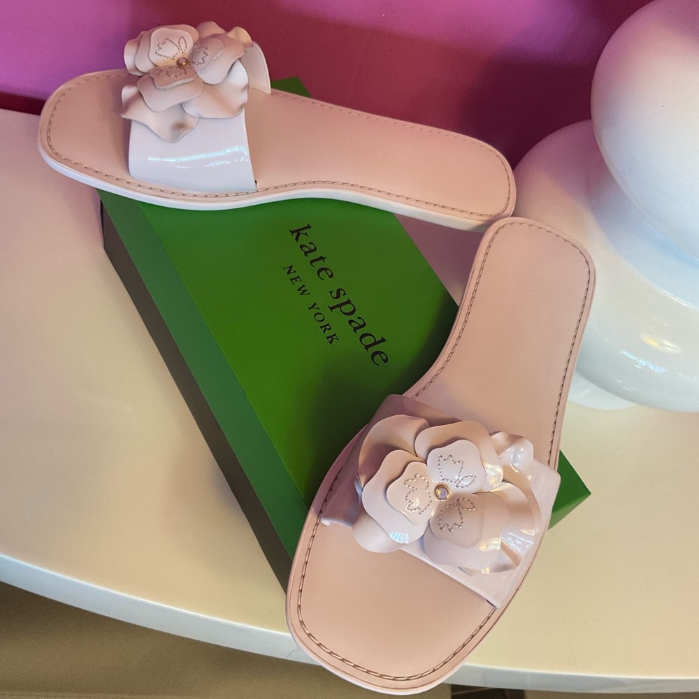 NWT- Kate Spade Pink Floral Slide Sandals